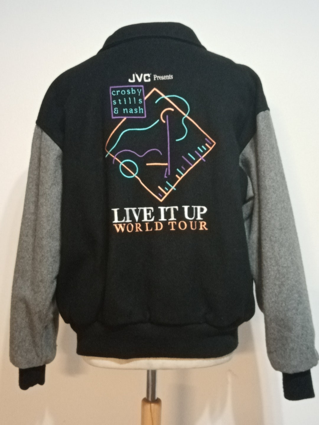 Crosby Stills & Nash Live It up World Tour 1990 Varsity Bomber