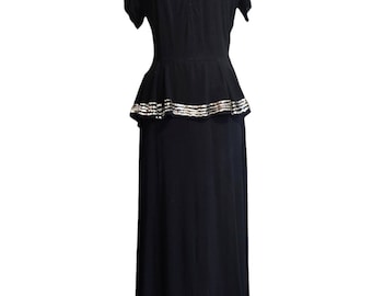 Vintage cocktailjurk uit de jaren 1940 in de stijl van het oude Hollywood in Londen, zwarte paillettenjurk HS 6204440090