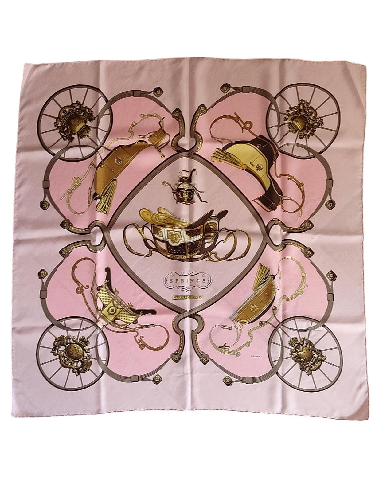 Hermès Spring Philippe Ledoux Vintage 1974 Scarf Silk Scarf Pink