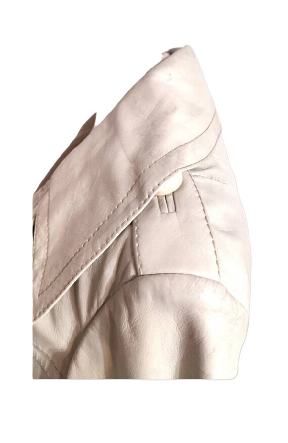 Pierre Cardin 70's vintage ivory white leather tr… - image 5