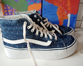 blue checkered platform vans