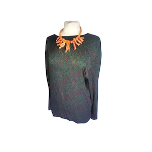 Chemisier Ungaro vintage années 80 soie vert bleu fuchsia