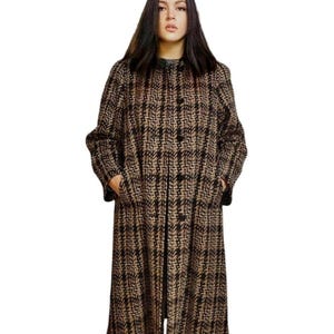 Aquascutum vintage 80&#39;s women&#39;s coat brown tartan M/L wool