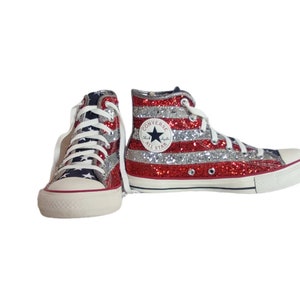 Converse Chuck Taylor sequins USA American flag EU 39 US 6 red blue silver