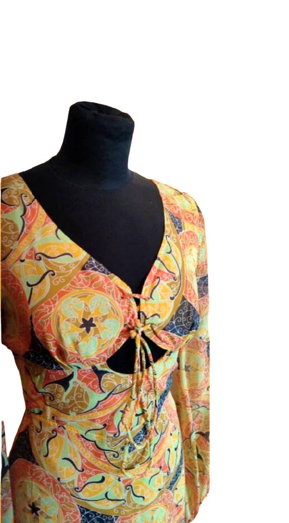 Marvelous vintage 60' new bohemian yellow long dr… - image 4