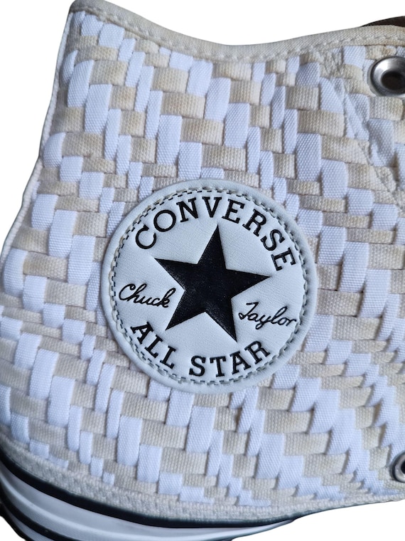 Converse, Converse Chuck Taylor alte vintage sneakers intarsiate bianche beige EU 42.5 US mens 9 HS 6404110000 /