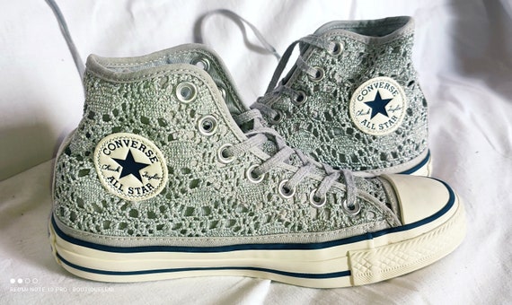 Caliza Depender de Persistente CONVERSE Chuck Taylor zapatillas de alto encaje lurex plata EU - Etsy España