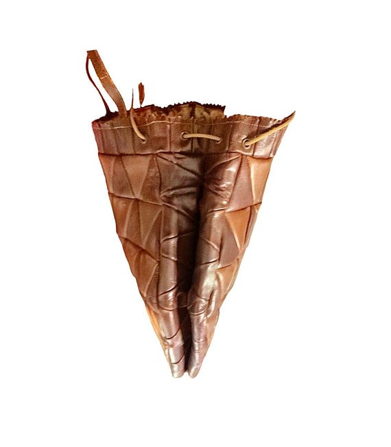 Vintage 1960s pineapple-shaped patchwork leather … - image 4