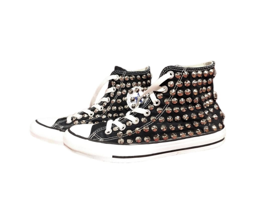 Converse Chuck Taylor Black High Top Sneakers With Skull Studs EU