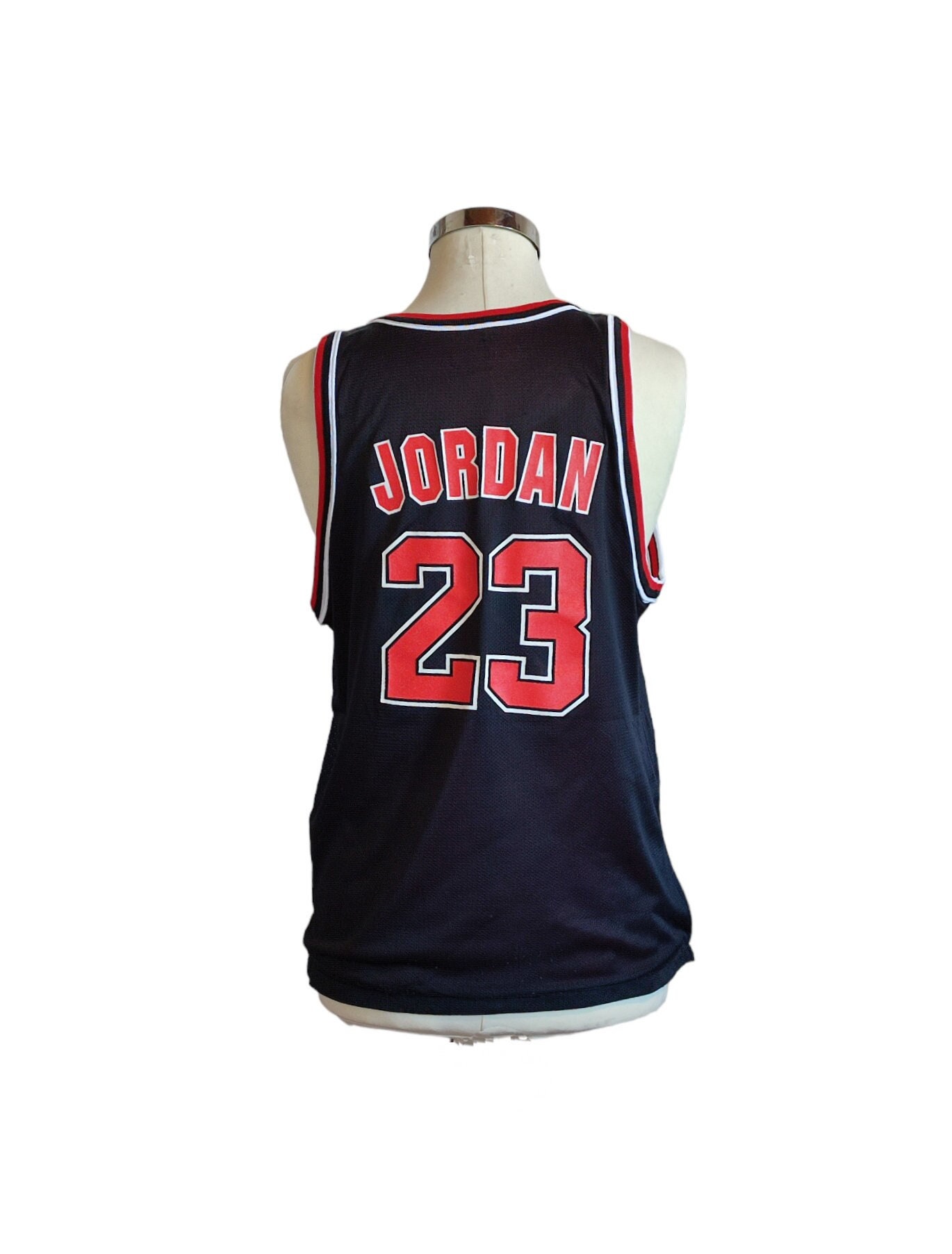 VTG Team Nike Chicago Bulls #23 Michael Jordan Jersey Black Red Striped Sz  52