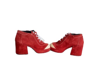 Vintage women&#39;s shoes red and white EU 38 90s style 60s platforms