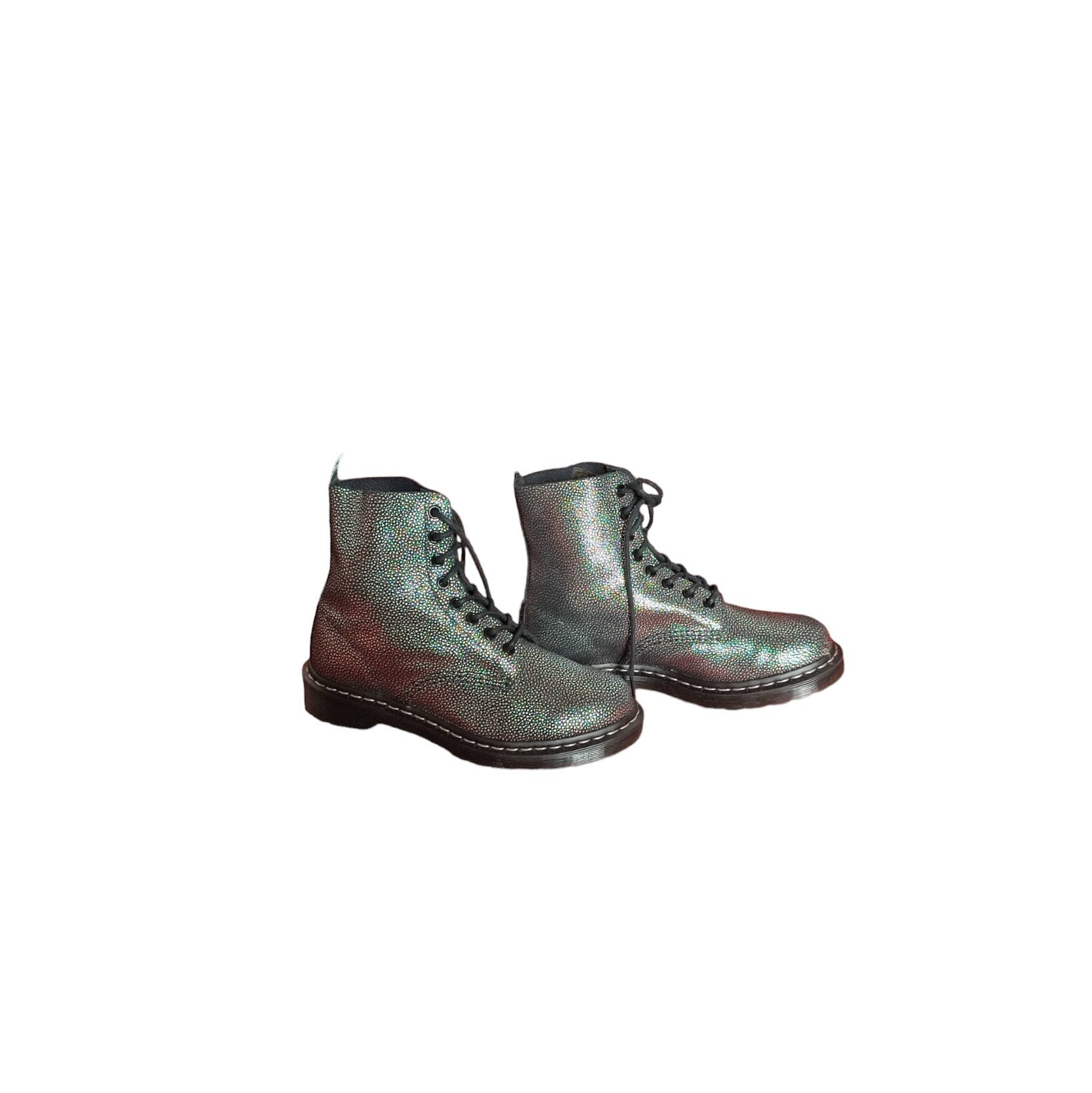 Botas de combate Dr Martens ocho agujeros plata negro monitor lagarto serpiente EU 38 UK 5 Pascal Etsy Mexico