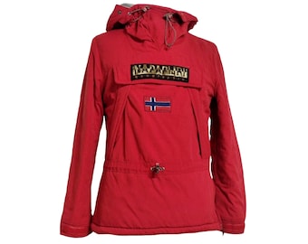 Napapijri jaren 90 vintage rode jas met capuchon XS erg warm