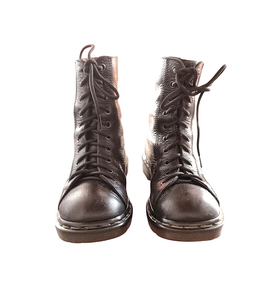 Dr Martens 8015 Vintage Black Leather Combat Boots 10 Holes  display picture 1