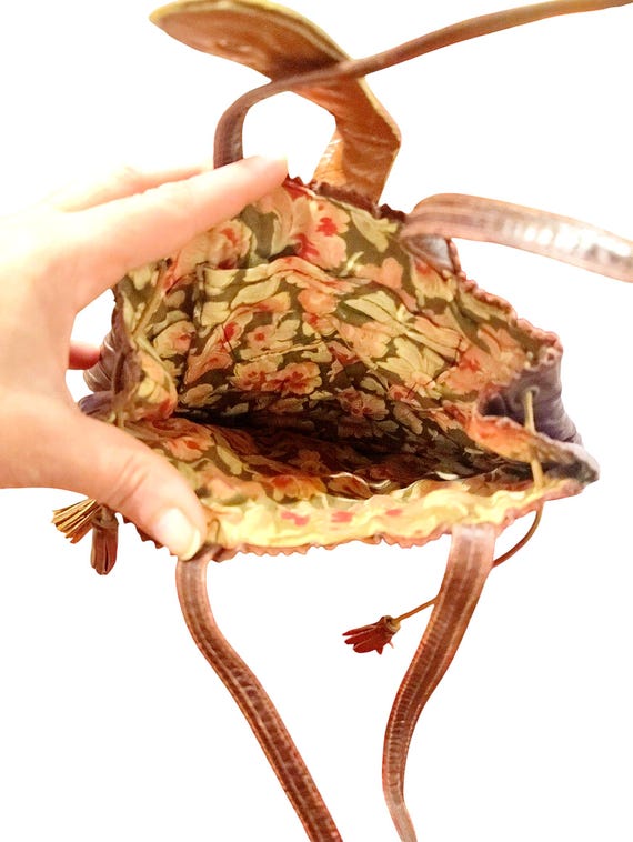 Vintage 1960s pineapple-shaped patchwork leather … - image 5