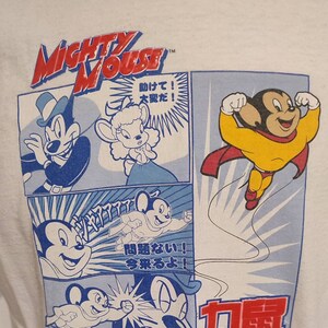 Maglietta vintage  Mighty Mouse Bianca e Nera L cotone