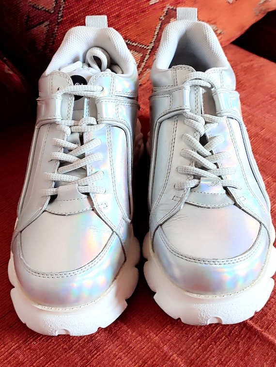 Buffalo London Vintage Sneakers Platforms Shoes Silver EU 40