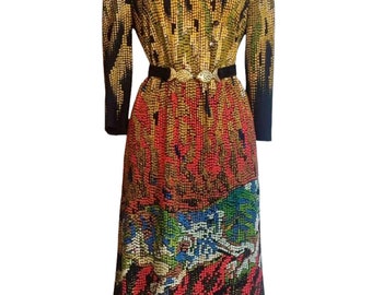 Vintage 70&#39;s woman tailor-made donna Winter dress abstract designs