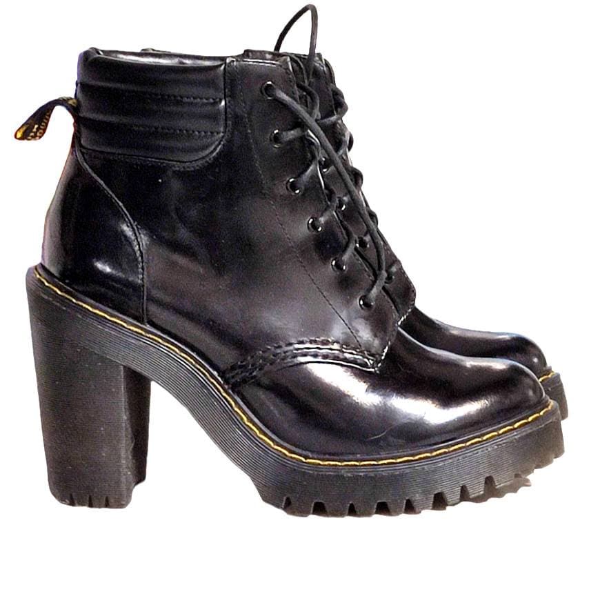 Dr. Martens Persephone lace-up black leather heeled ankle boots UK 5 EU 38