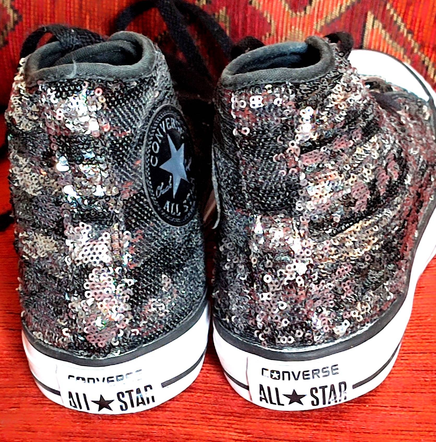Black sequin hot sale converse sneakers