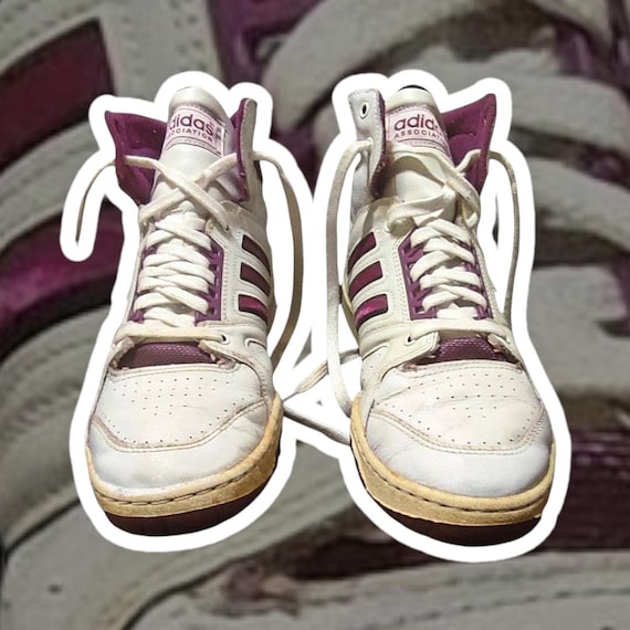 Vintage 80's Adidas Association Sneakers Fuchsia White Made in