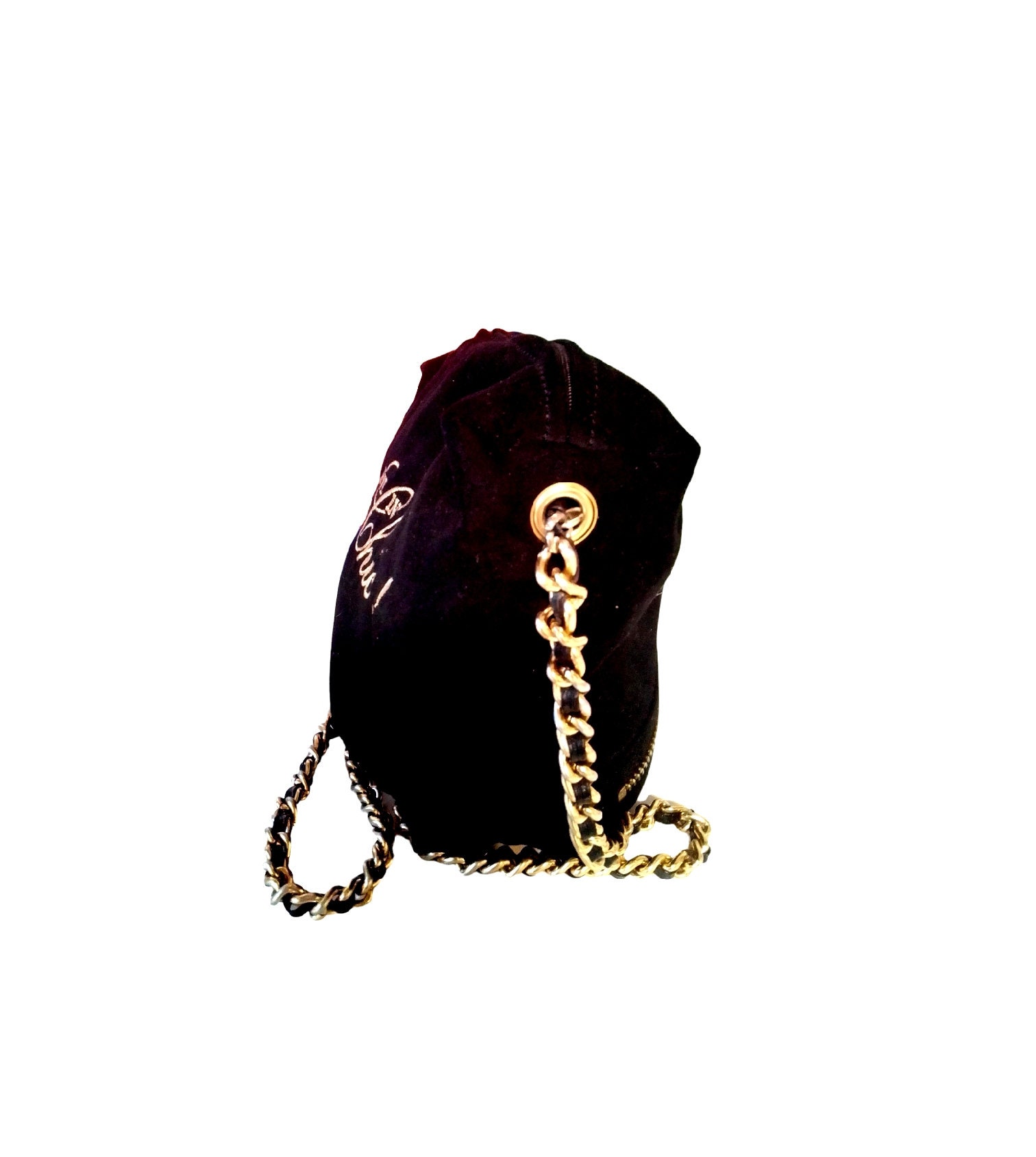 Vintage Moschino I Believe in Punk Chic! Bag, Black Fabric and Zip