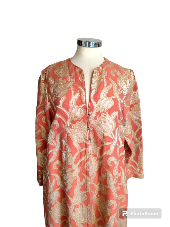 Vintage 60's long caftan dress Saphire Florida br… - image 6