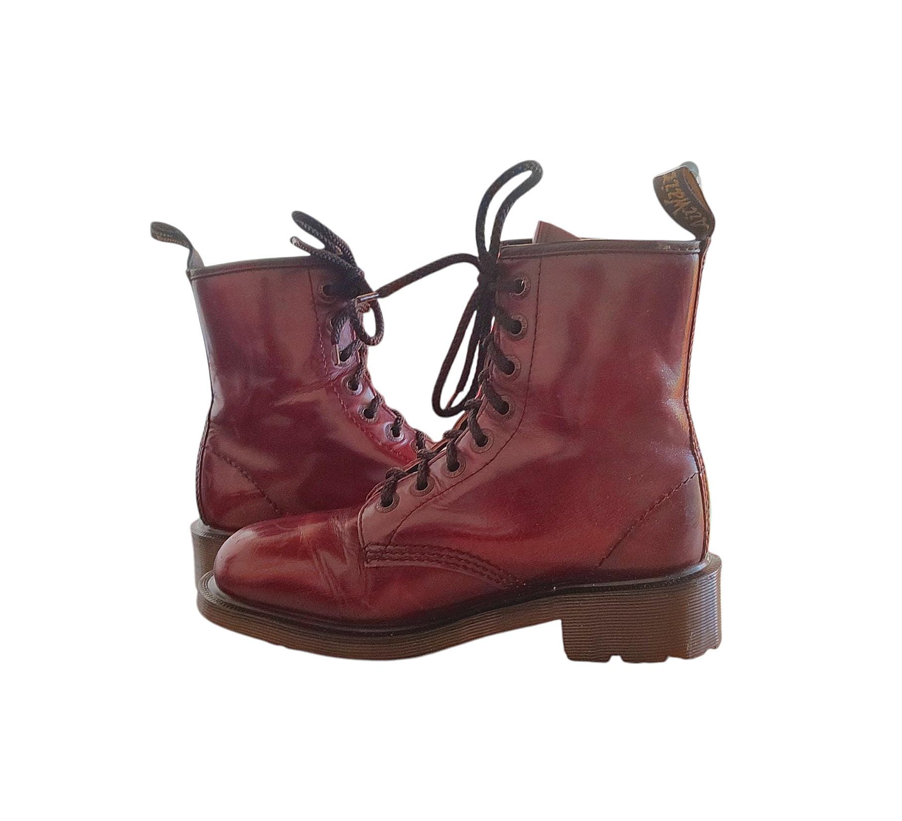 Vintage Distressed Dr. Martens Burgundy 1460 combat boots, made in England Dr Martens 1460 Pascal - Burgundy – HOMETEAM main image 2
