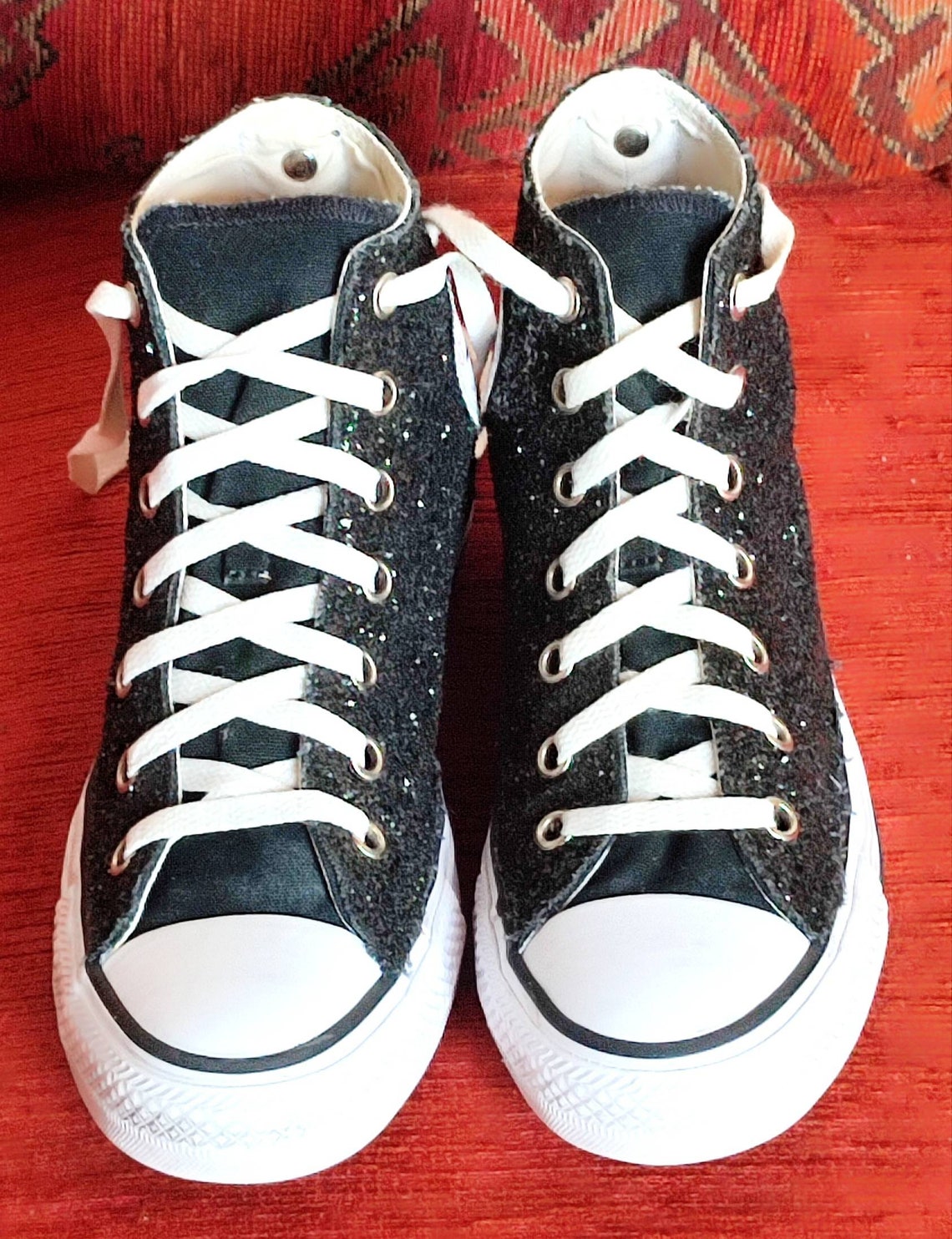 Converse Chuck Taylor Sneakers Glitter Black High EU 39 US Wo's 8 - Etsy