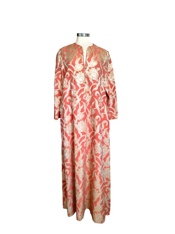 Vintage 60's long caftan dress Saphire Florida br… - image 1