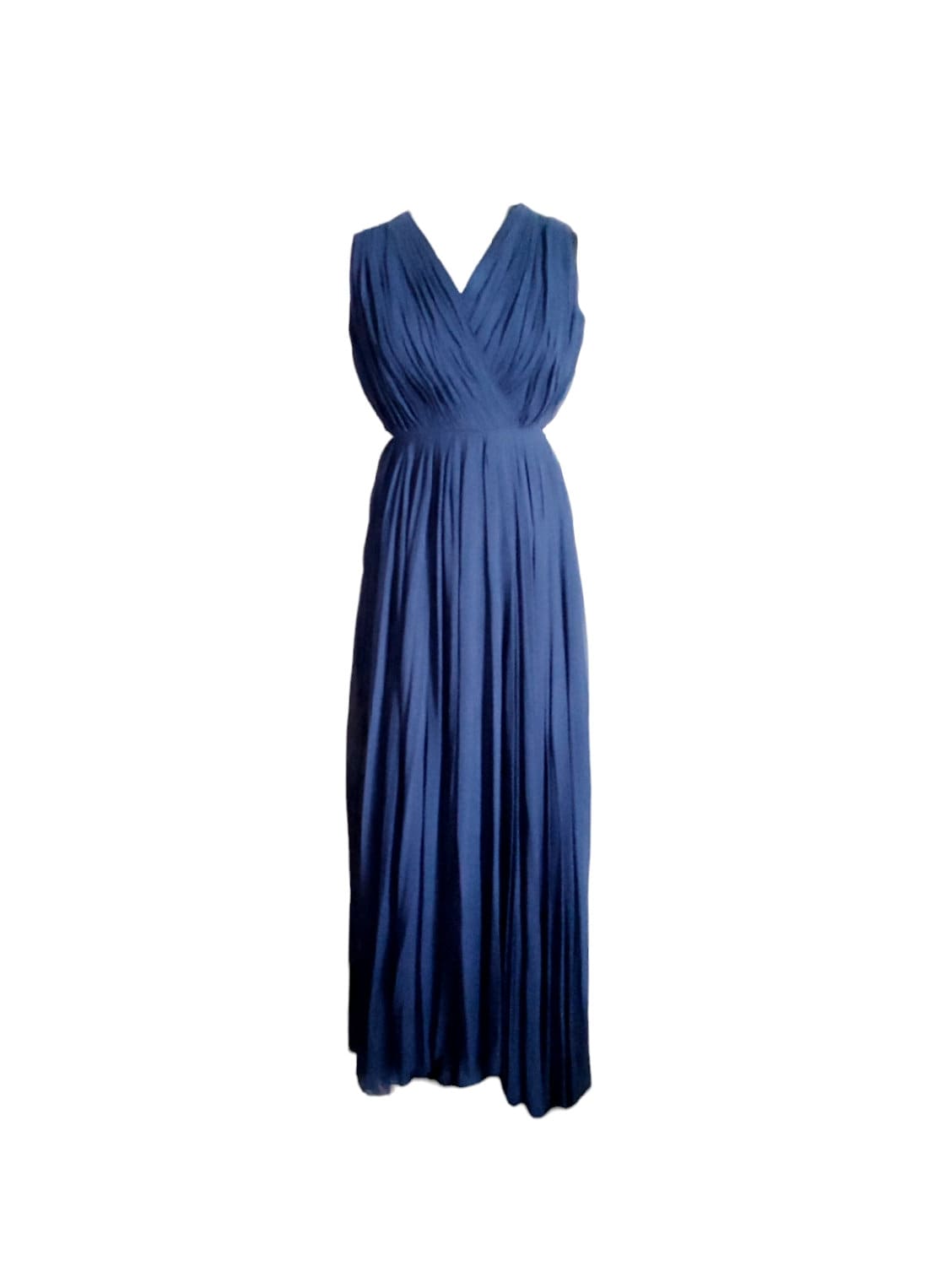 Uli Richter Modell vintage 70s long blue silk pleated goddess dress HS 6204491000 /