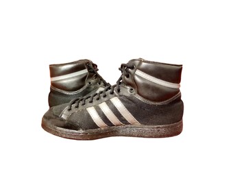 Adidas Vintage 80s High Top Black Gray Sneakers Made in France