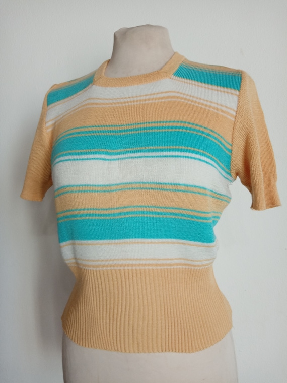 Sweater stripes woman 70s rockabilly
