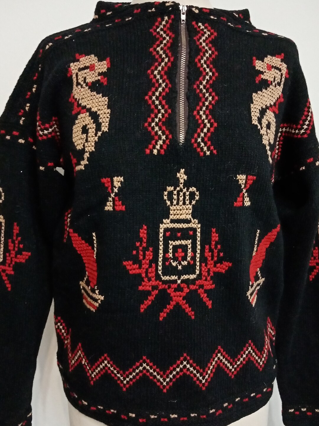 Women's 50s Black Red Sweater Etsy