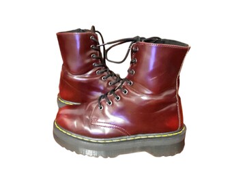 Dr Martens vintage burgundy shiny combat boots platform high sole uk 7 EU 41 V Jadon II