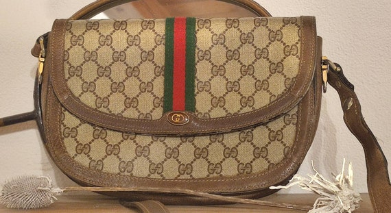 Gucci Vintage Postman Bag 80s Brown Logoed - Etsy
