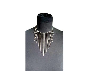 Vintage 90s Swarovski steel pendant décolleté necklace