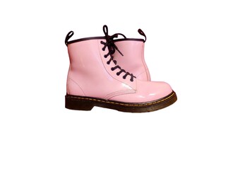 Dr Martens Pale Pink Shiny Combat Boots With Zip EU 36 UK 36 1460