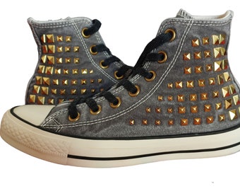 Converse Chuck Taylor vintage high top sneakers gray gold studs EU 36.5 UK 4 US wo s 6 cm 23