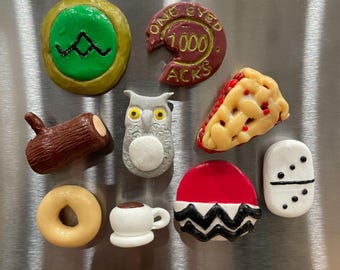 Twin Peaks inspired clay magnets