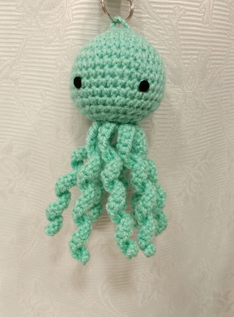 Ligh blue/Green crochet Octopus keychain | Etsy