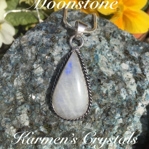 Moonstone Pendant, Sterling Silver Moonstone Pendant with  925 sterling silver chain 20 inch length
