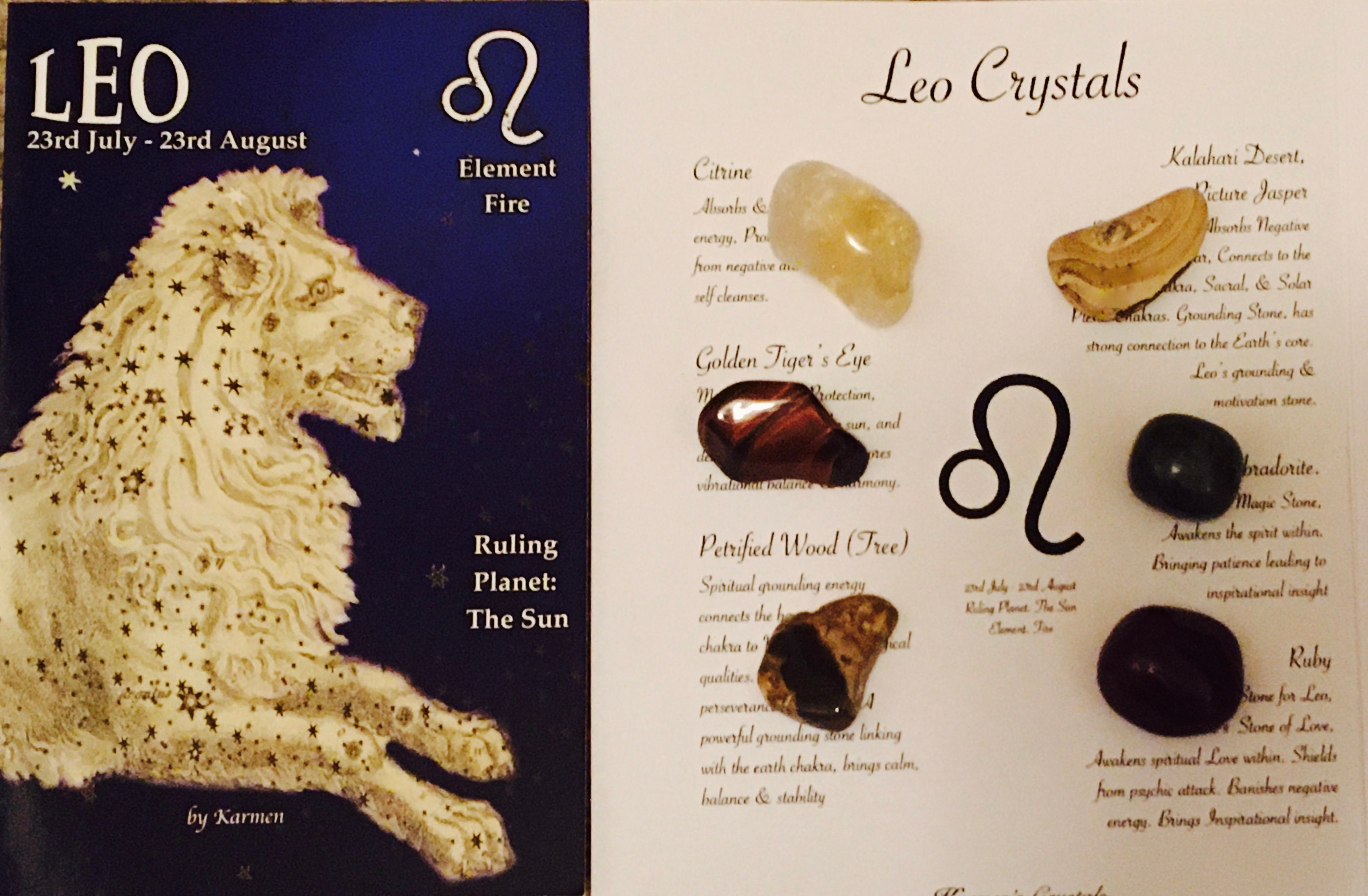 Leo Crystal Set, Leo Birthstone Set, August Crystals, Leo Birthstones