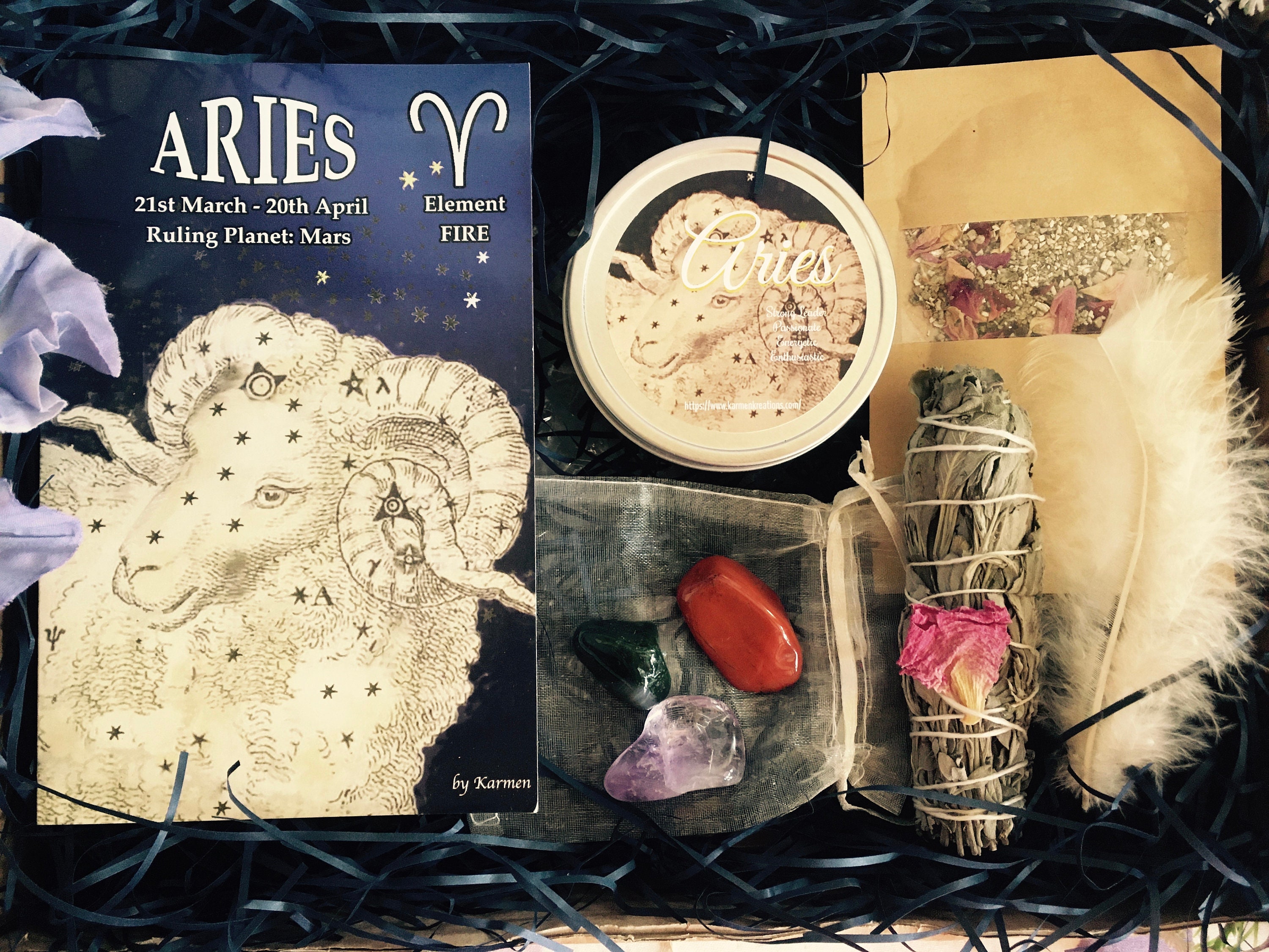 Aries Gift Set Aries Crystal Set Aries Candle Aries Etsy UK