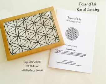 Flower of Life Crystal Grid Cloth, Sacred Geometry Linen
