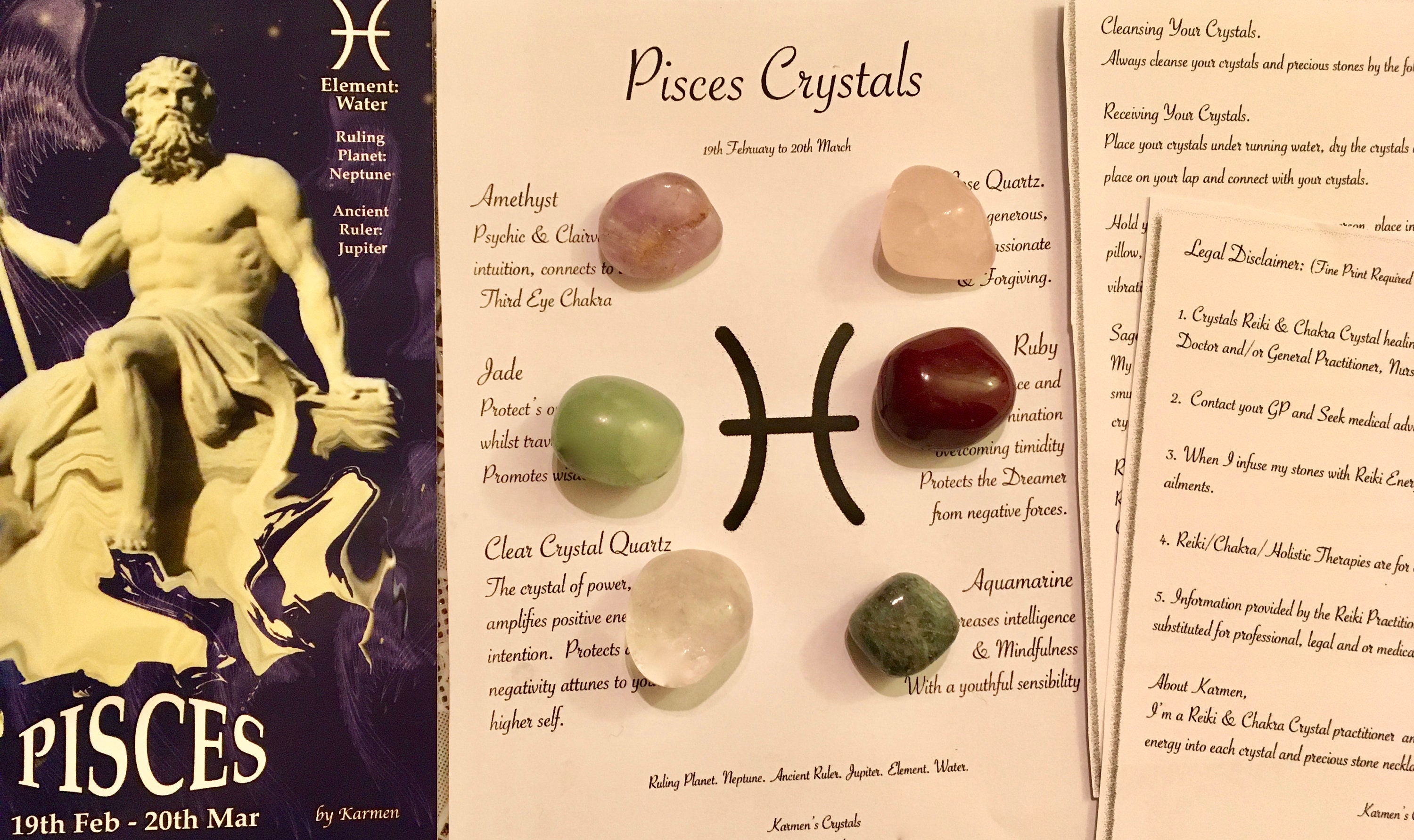 Pisces Crystal Set, February Birthday Crystals, Pisces Birthstone Set