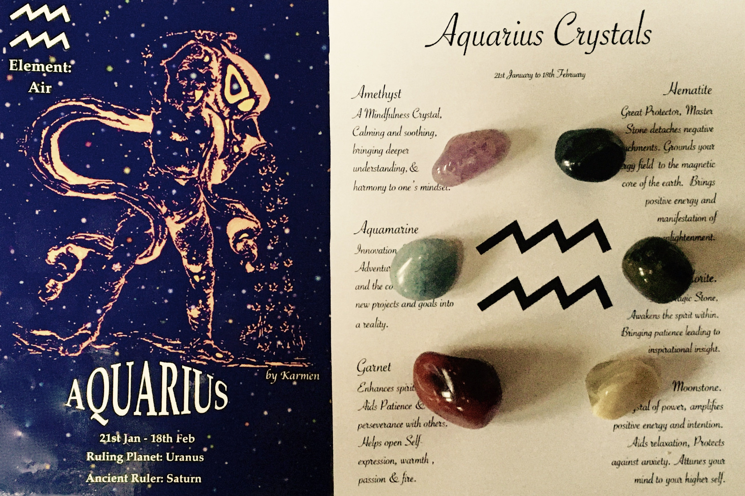 Aquarius Zodiac Natural Healing Crystals Set~Birthstone,  AstrologyGift,Spiritual