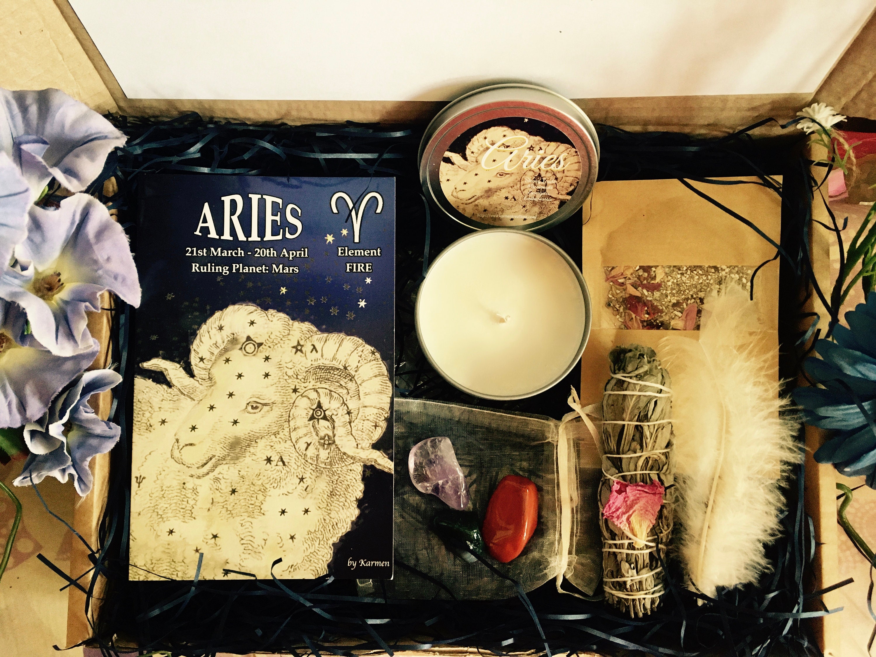 Aries Gift Set Aries Crystal Set Aries Candle Aries Etsy UK