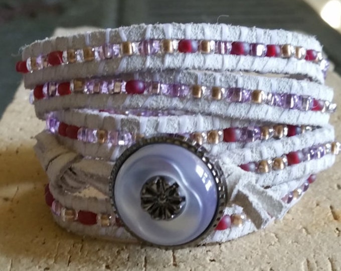 White Suede Wrap Bracelet Leather 5 Wrap Bracelet Leather Etsy