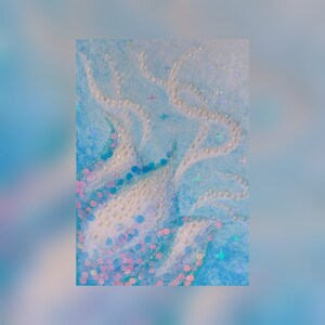 Kristallkelche ~Sea Blue~ Original Glitzer Malerei aceo atc ooak unikat Dekoration Wand Kunst